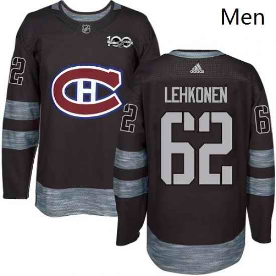 Mens Adidas Montreal Canadiens 62 Artturi Lehkonen Authentic Black 1917 2017 100th Anniversary NHL Jersey